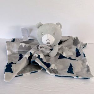 EUC Baby Essentials Lovey Security Blanket Soft Eyes Bear Mountains Clouds